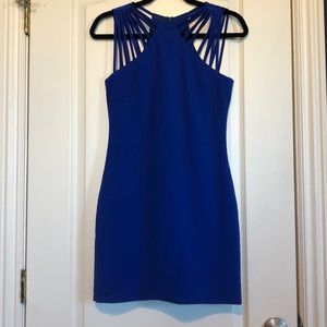 Blue body con short dress